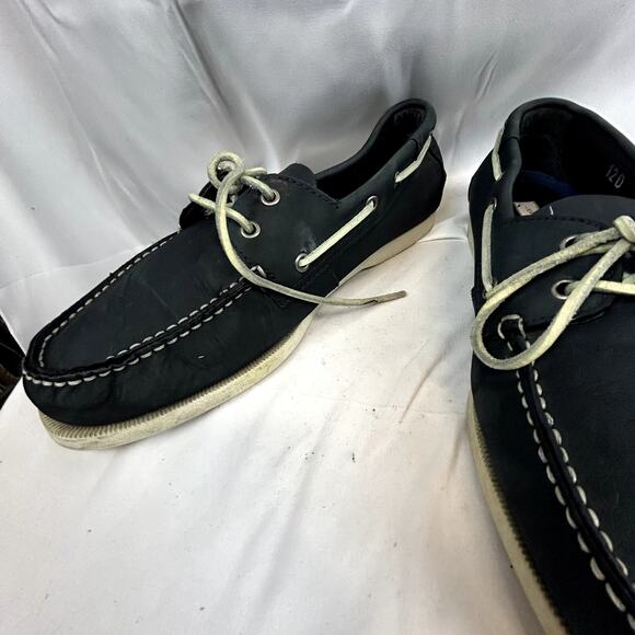 Joseph Abboud Size 12D Boat Shoe Men loafer Black suede leather 13343 - Picture 6 of 13